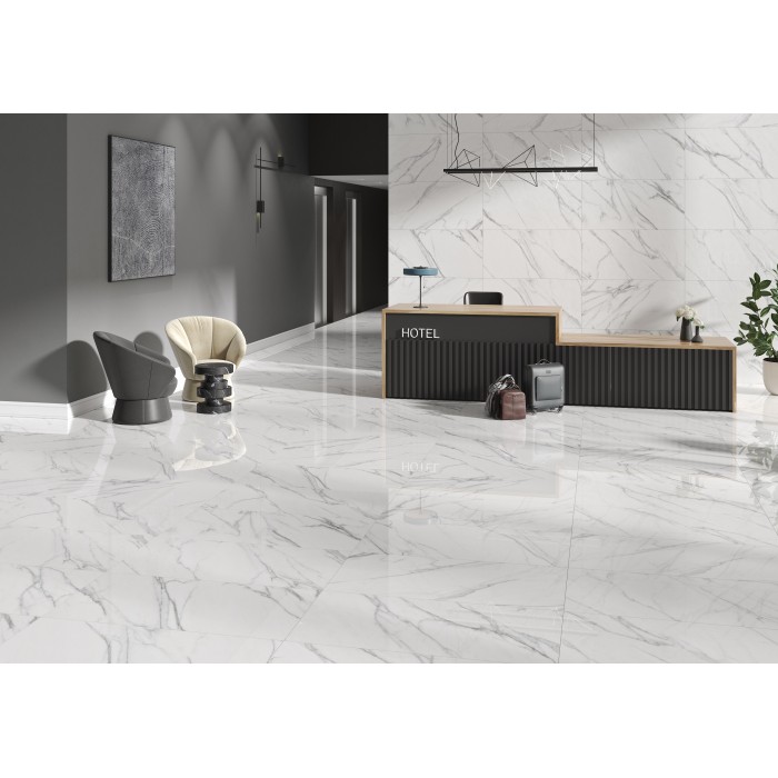 Statuario Silver Polished Rectified 60x120 cm Floor & Wall Tile