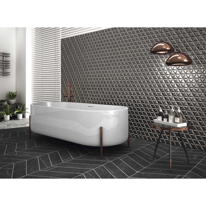 Roma Waves Anthracite 70x40 cm Floor & Wall Tile