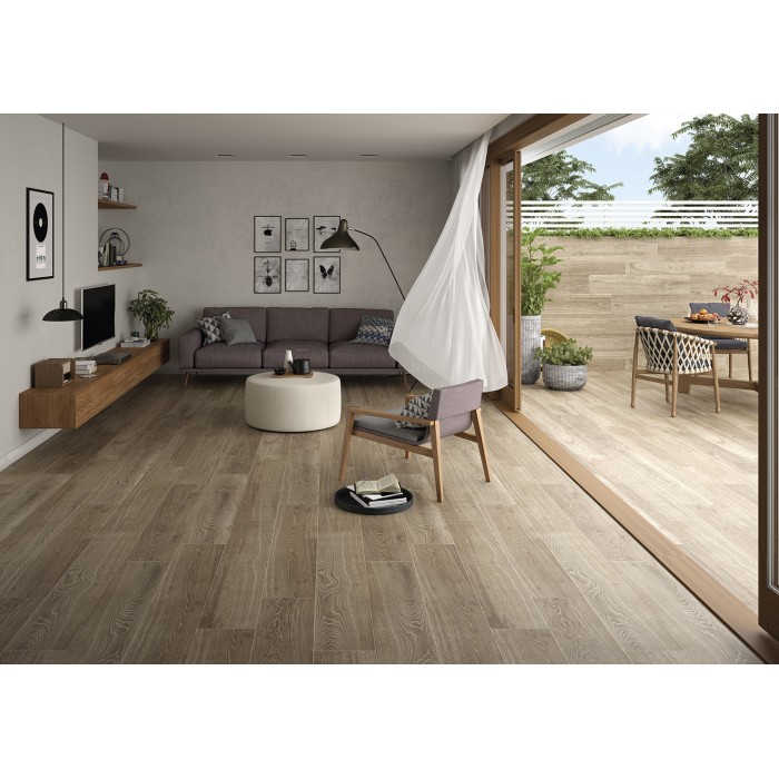 Alcudia Tabaco 23.3x120 cm Floor & Wall Wood Effect Tile