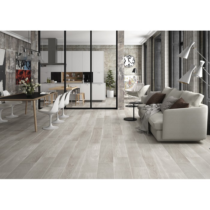 Alcudia Grey 23.3x120 cm Floor & Wall Wood Effect Tile