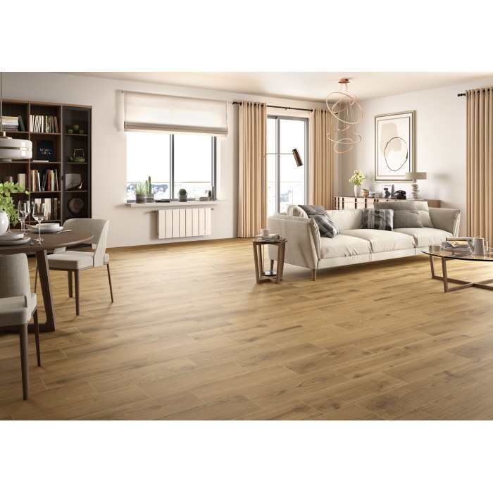 Villamalur Natural 20.5x61.6 cm Floor & Wall Wood Effect Tile