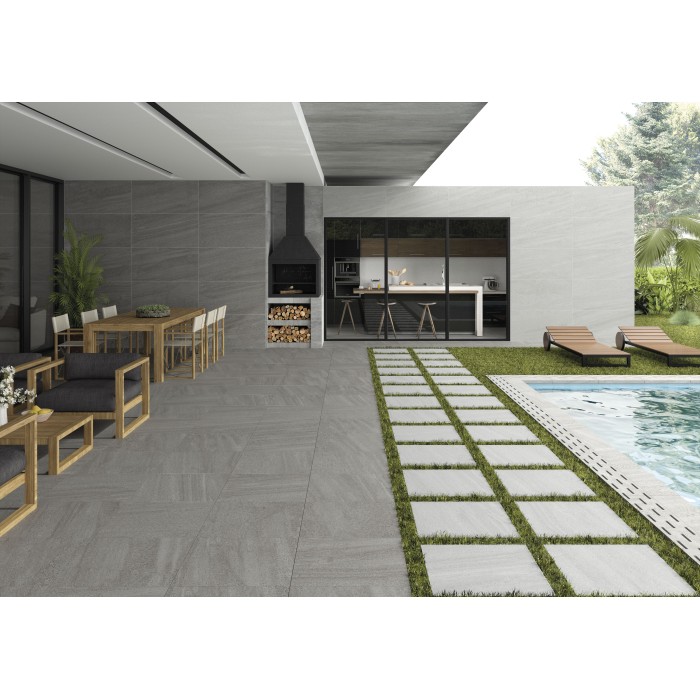 Villores Dark Grey Rectified 60x60 cm 20mm Outdoor Floor Tile