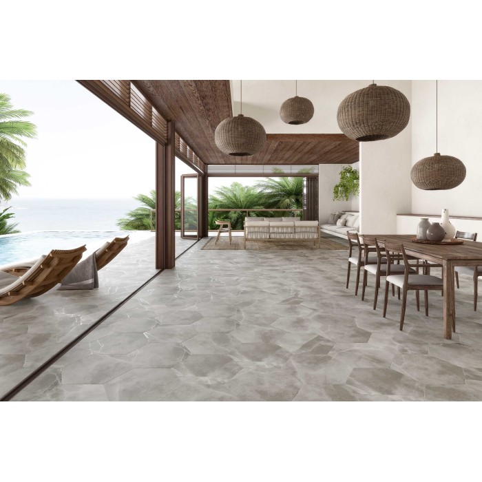 Hex Ancona Ash 56x48.5 cm Floor & Wall Tile