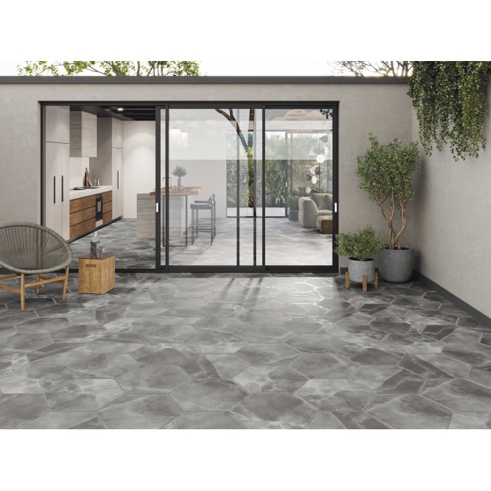 Hex Ancona Carbon 56x48.5 cm Suelo y Pared